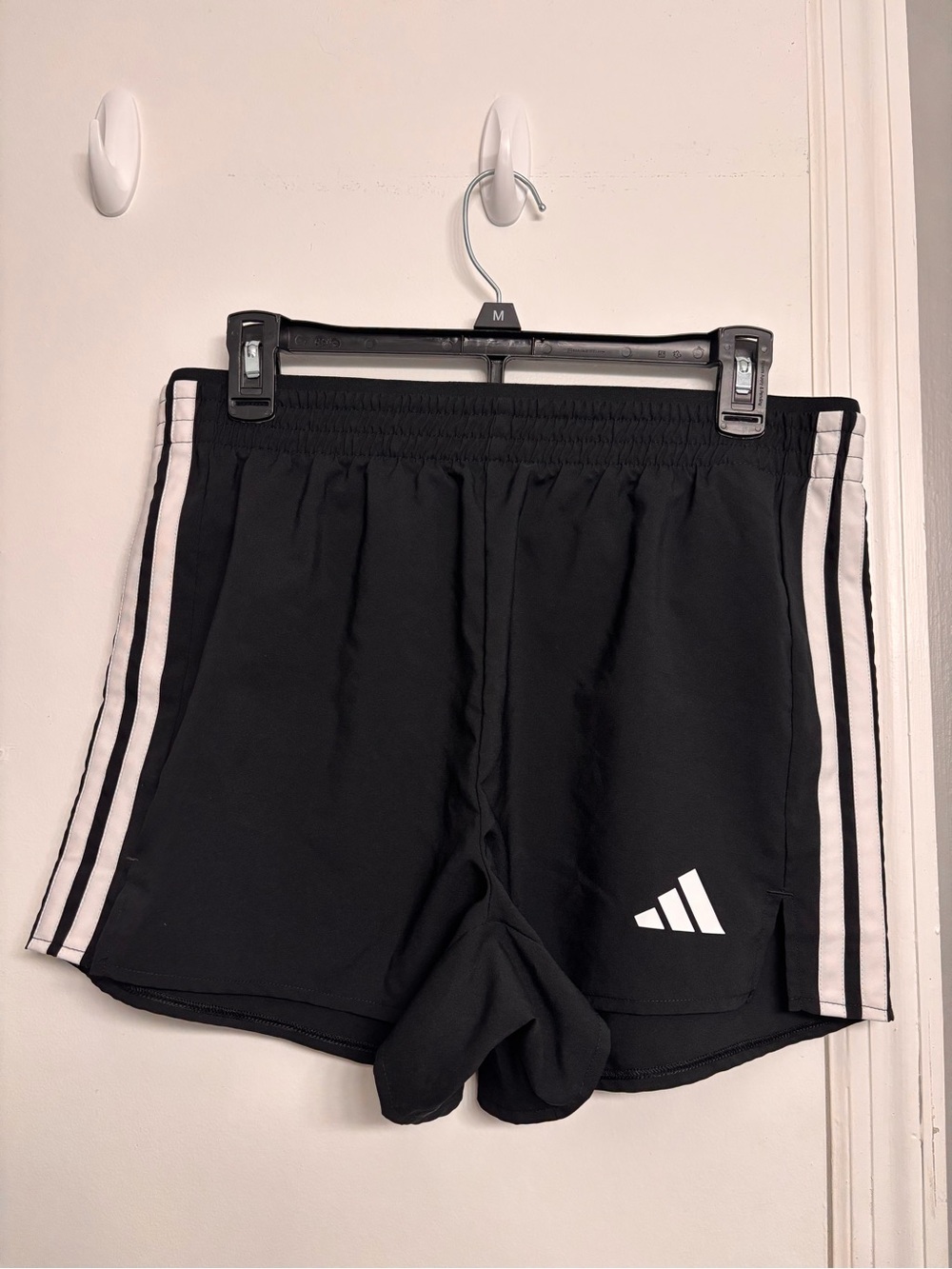 adidas Black Athletic Shorts with White Side Stripes
